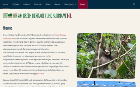Home page of Green Heritage Fund Suriname in the Netherlands