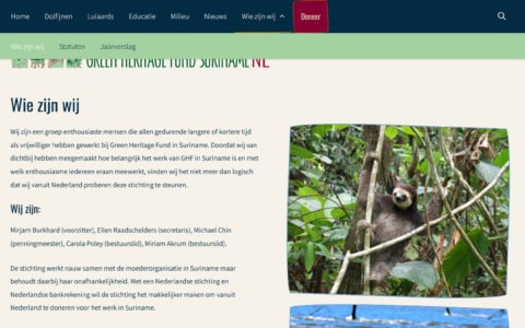 Standaardpagina van de Green Heritage Fund Suriname in Nederland