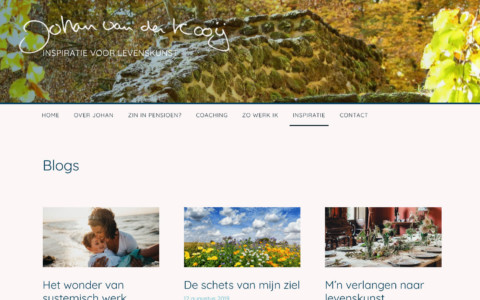 Screenshot van de blog pagina met een rij van 3 blogberichten naast elkaar